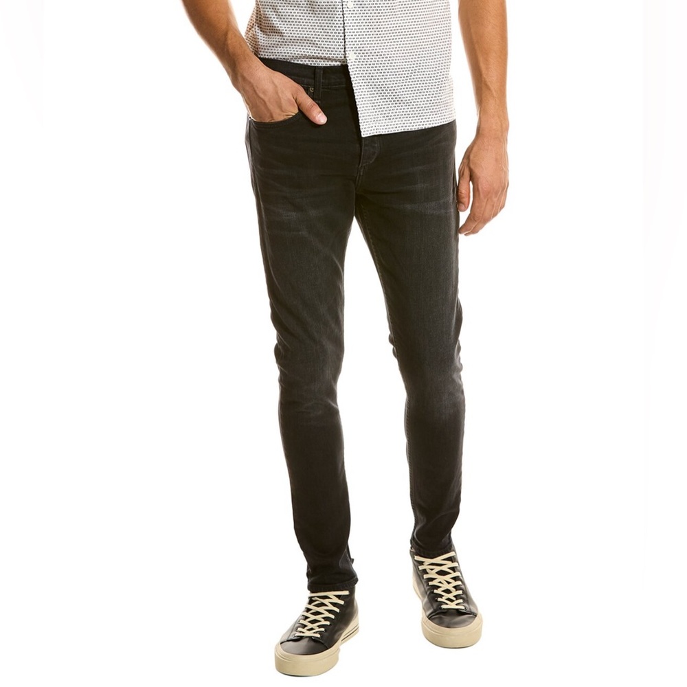 Rag & Bone Fit 1 Authentic Stretch Jeans in Washed Black 32L